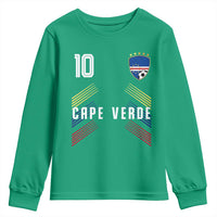 Cabo Verde Football Crest Pride Jersey Style Youth Sweatshirt Cape Verde Soccer Fan Number 10 Athletic