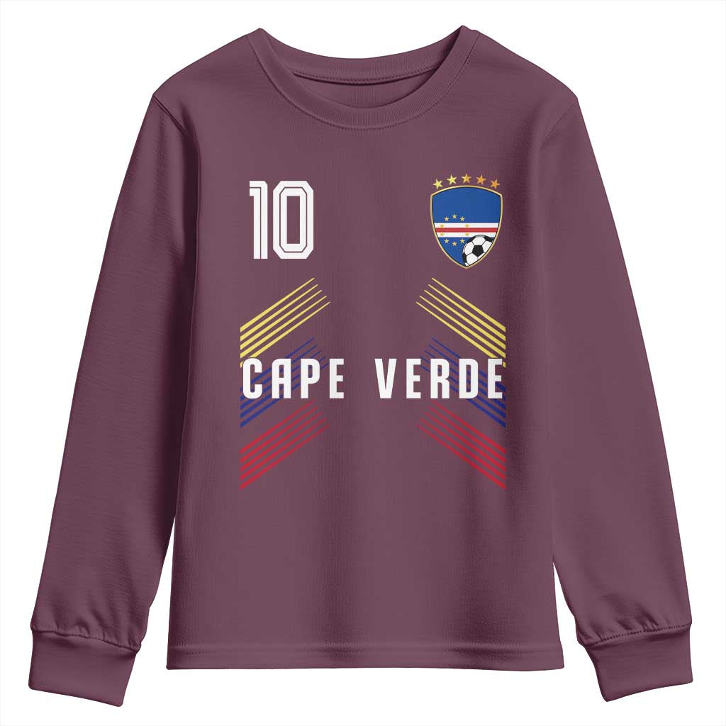 Cabo Verde Football Crest Pride Jersey Style Youth Sweatshirt Cape Verde Soccer Fan Number 10 Athletic