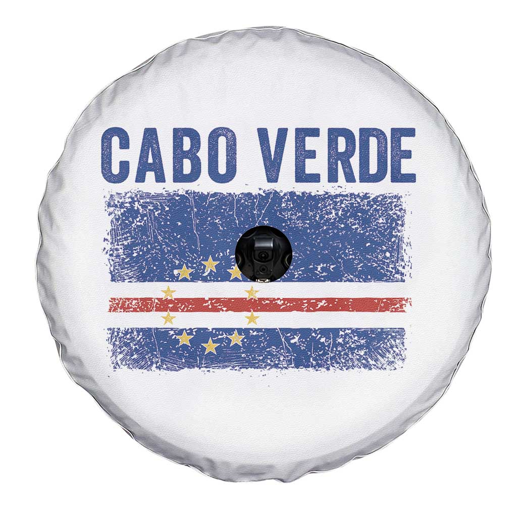 Cabo Verde Distressed Flag National Pride Spare Tire Cover Cape Verde Heritage Pride Retro Grunge Graphic