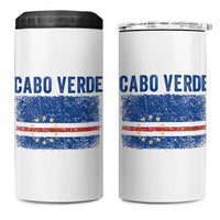 Cabo Verde Distressed Flag National Pride 4 in 1 Can Cooler Tumbler Cape Verde Heritage Pride Retro Grunge Graphic