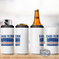 Cabo Verde Distressed Flag National Pride 4 in 1 Can Cooler Tumbler Cape Verde Heritage Pride Retro Grunge Graphic