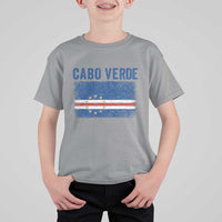 Cabo Verde Distressed Flag National Pride T Shirt For Kid Cape Verde Heritage Pride Retro Grunge Graphic