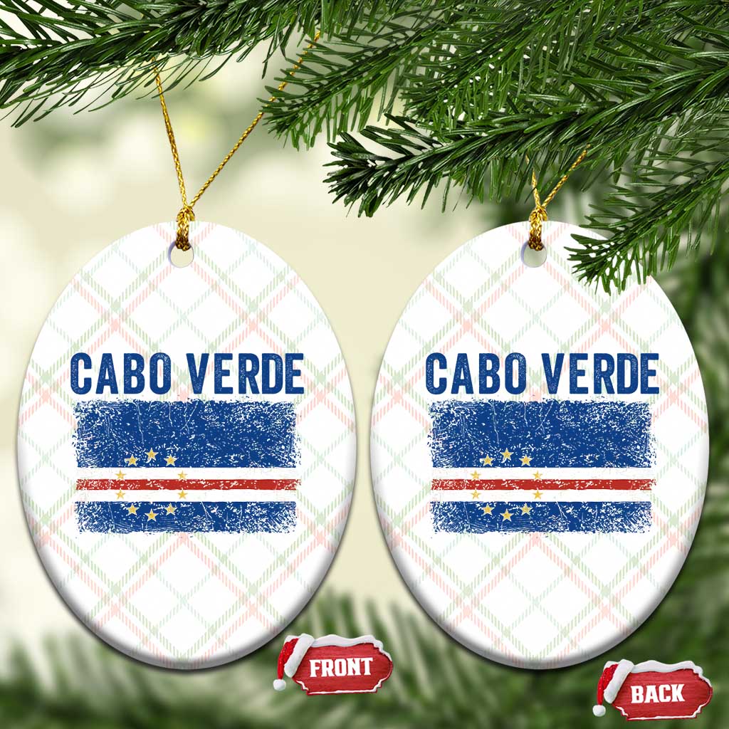 Cabo Verde Distressed Flag National Pride Ceramic Ornament Cape Verde Heritage Pride Retro Grunge Graphic