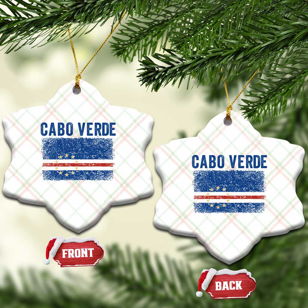 Cabo Verde Distressed Flag National Pride Ceramic Ornament Cape Verde Heritage Pride Retro Grunge Graphic