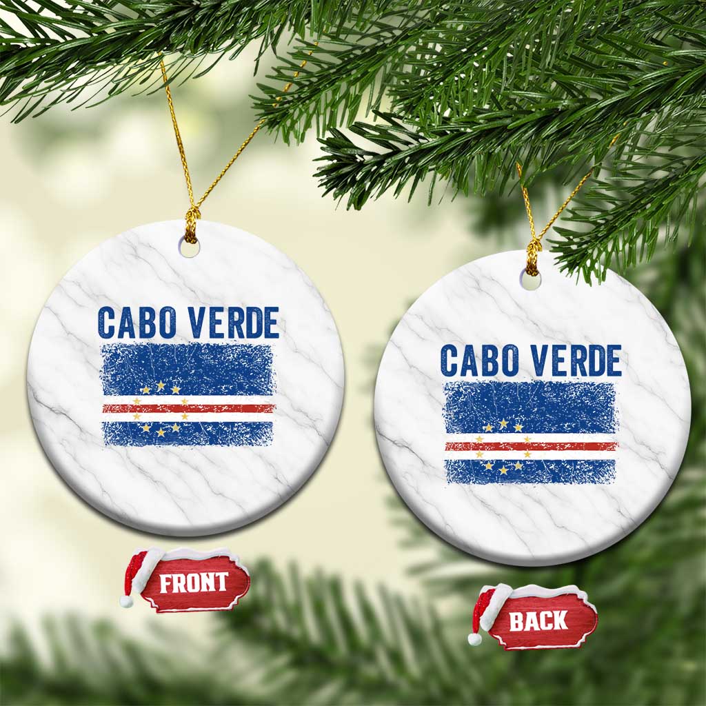 Cabo Verde Distressed Flag National Pride Ceramic Ornament Cape Verde Heritage Pride Retro Grunge Graphic