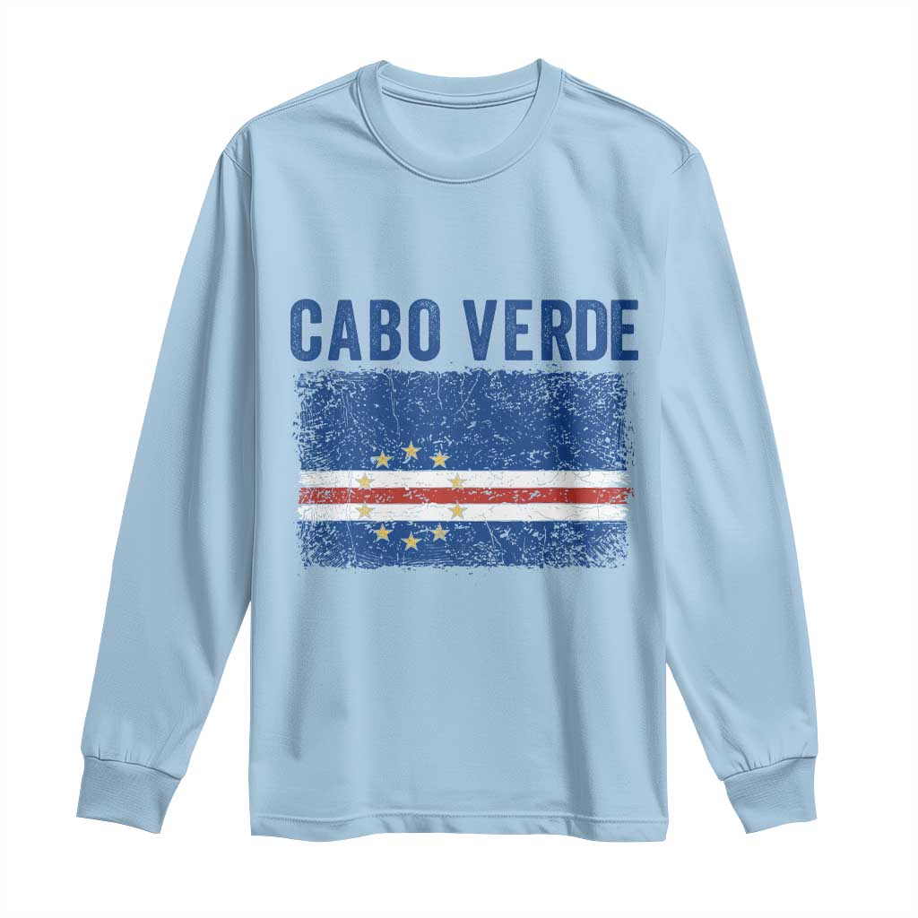 Cabo Verde Distressed Flag National Pride Long Sleeve Shirt Cape Verde Heritage Pride Retro Grunge Graphic