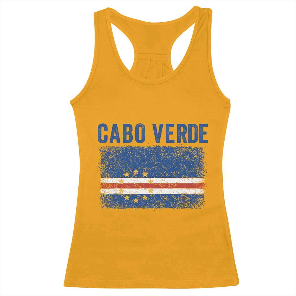 Cabo Verde Distressed Flag National Pride Racerback Tank Top Cape Verde Heritage Pride Retro Grunge Graphic