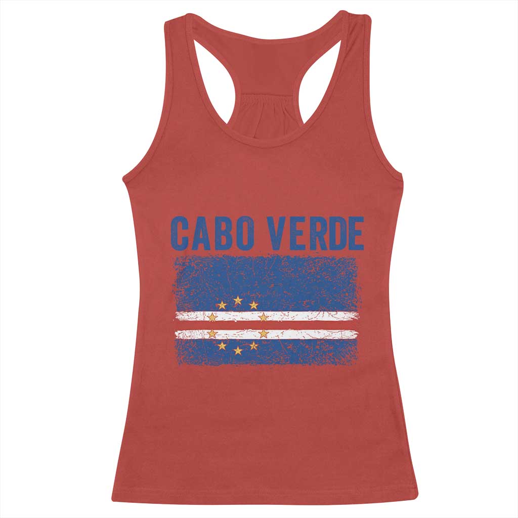 Cabo Verde Distressed Flag National Pride Racerback Tank Top Cape Verde Heritage Pride Retro Grunge Graphic