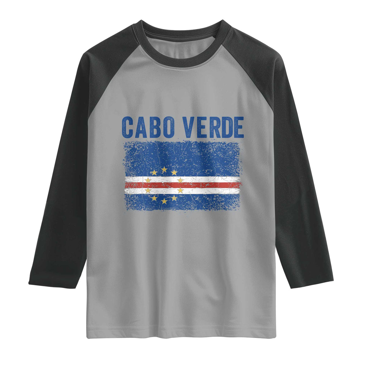 Cabo Verde Distressed Flag National Pride Raglan Shirt Cape Verde Heritage Pride Retro Grunge Graphic