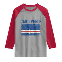 Cabo Verde Distressed Flag National Pride Raglan Shirt Cape Verde Heritage Pride Retro Grunge Graphic