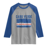 Cabo Verde Distressed Flag National Pride Raglan Shirt Cape Verde Heritage Pride Retro Grunge Graphic