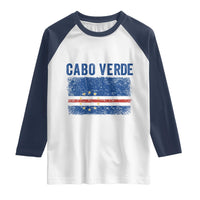 Cabo Verde Distressed Flag National Pride Raglan Shirt Cape Verde Heritage Pride Retro Grunge Graphic
