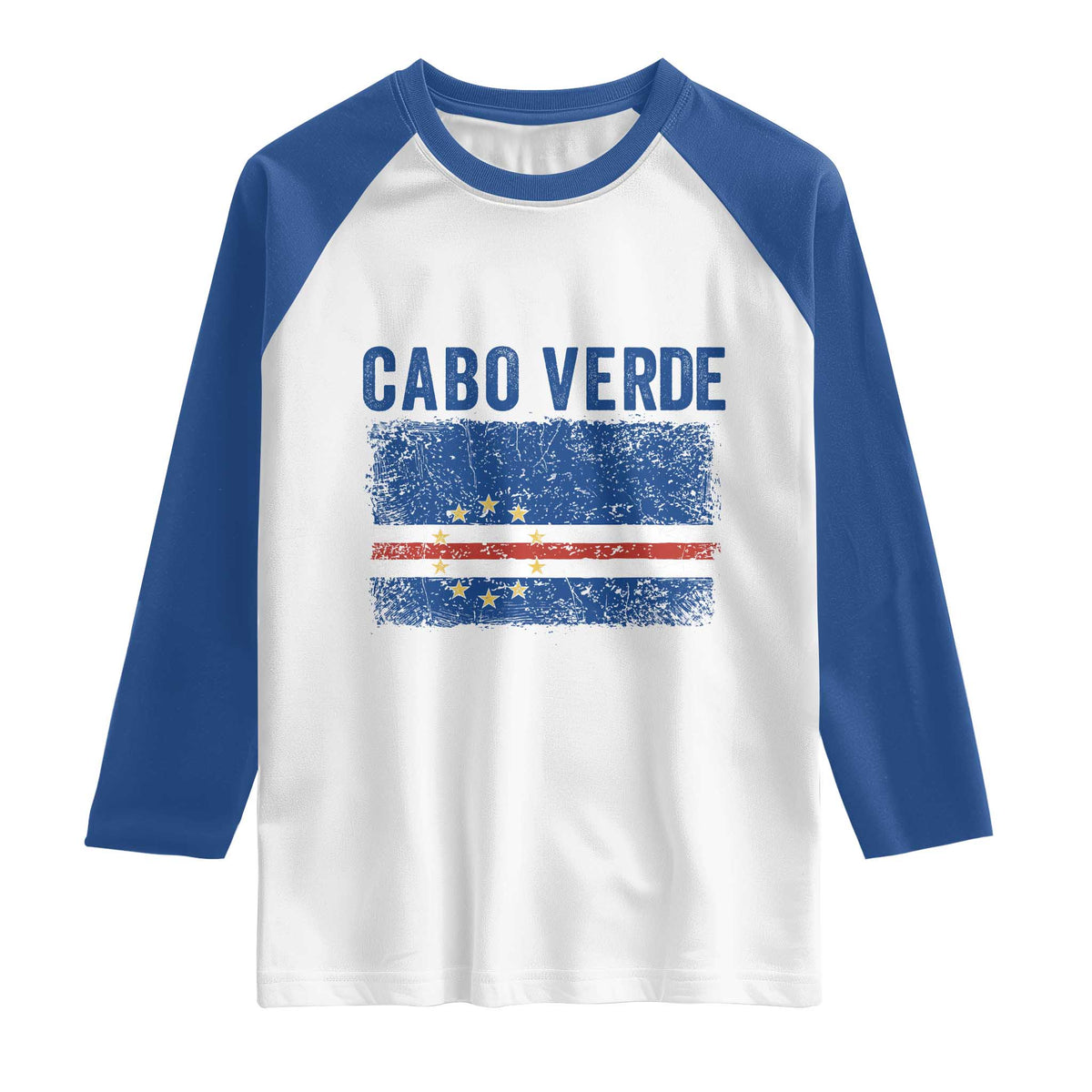 Cabo Verde Distressed Flag National Pride Raglan Shirt Cape Verde Heritage Pride Retro Grunge Graphic