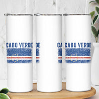 Cabo Verde Distressed Flag National Pride Skinny Tumbler Cape Verde Heritage Pride Retro Grunge Graphic
