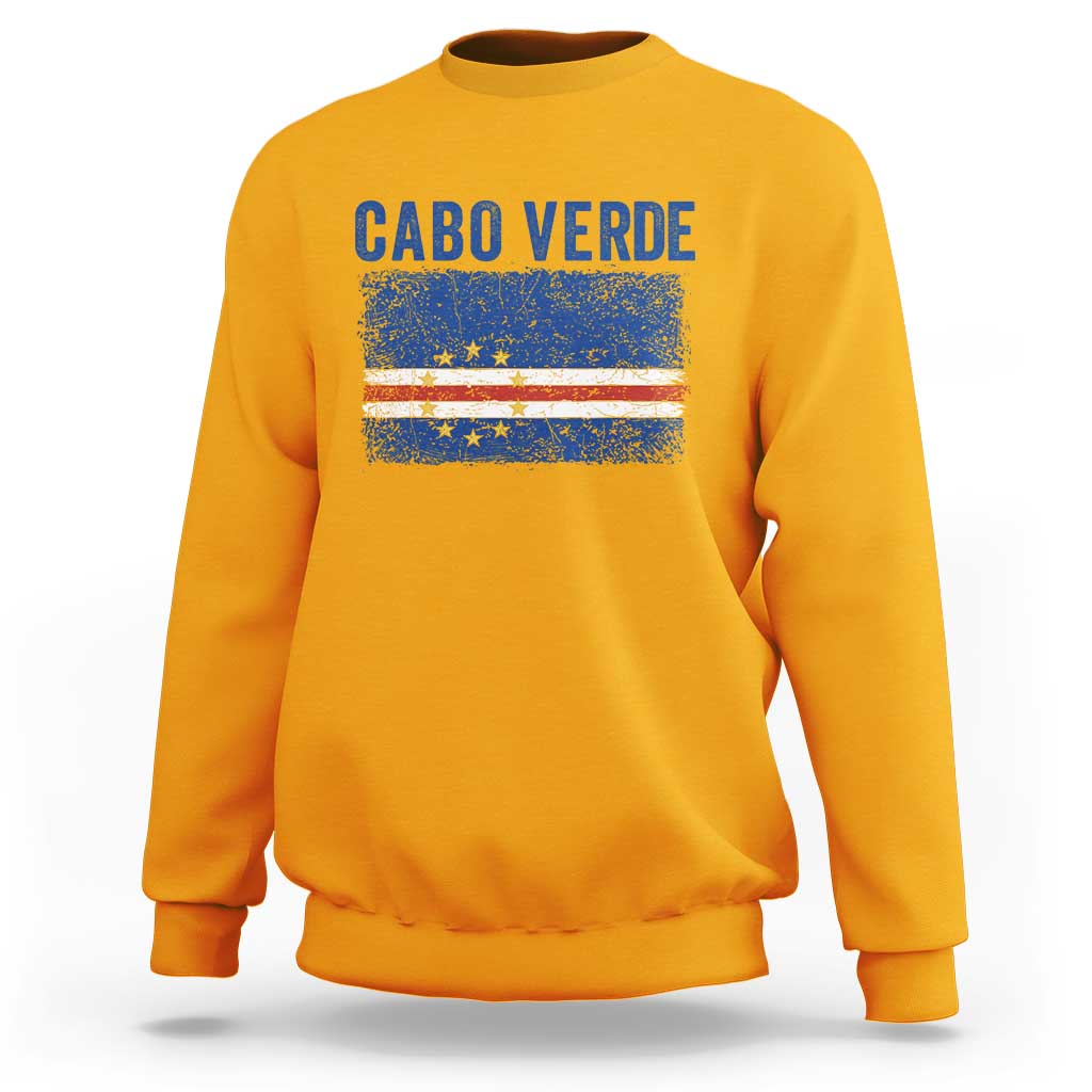 Cabo Verde Distressed Flag National Pride Sweatshirt Cape Verde Heritage Pride Retro Grunge Graphic