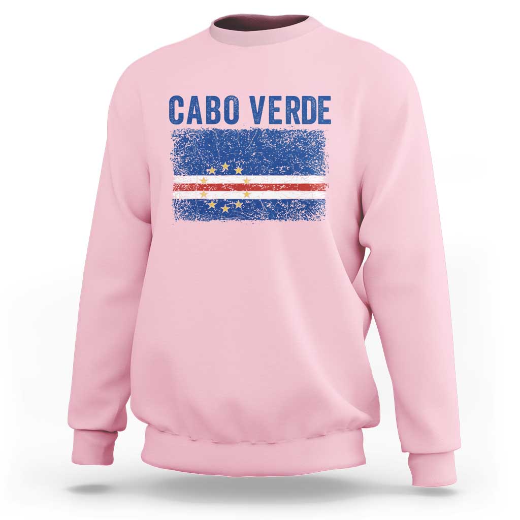 Cabo Verde Distressed Flag National Pride Sweatshirt Cape Verde Heritage Pride Retro Grunge Graphic