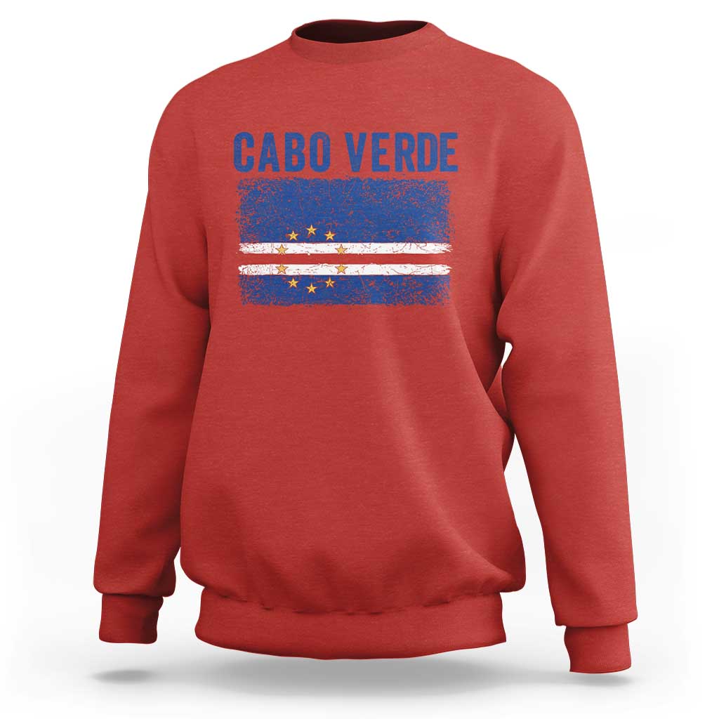 Cabo Verde Distressed Flag National Pride Sweatshirt Cape Verde Heritage Pride Retro Grunge Graphic