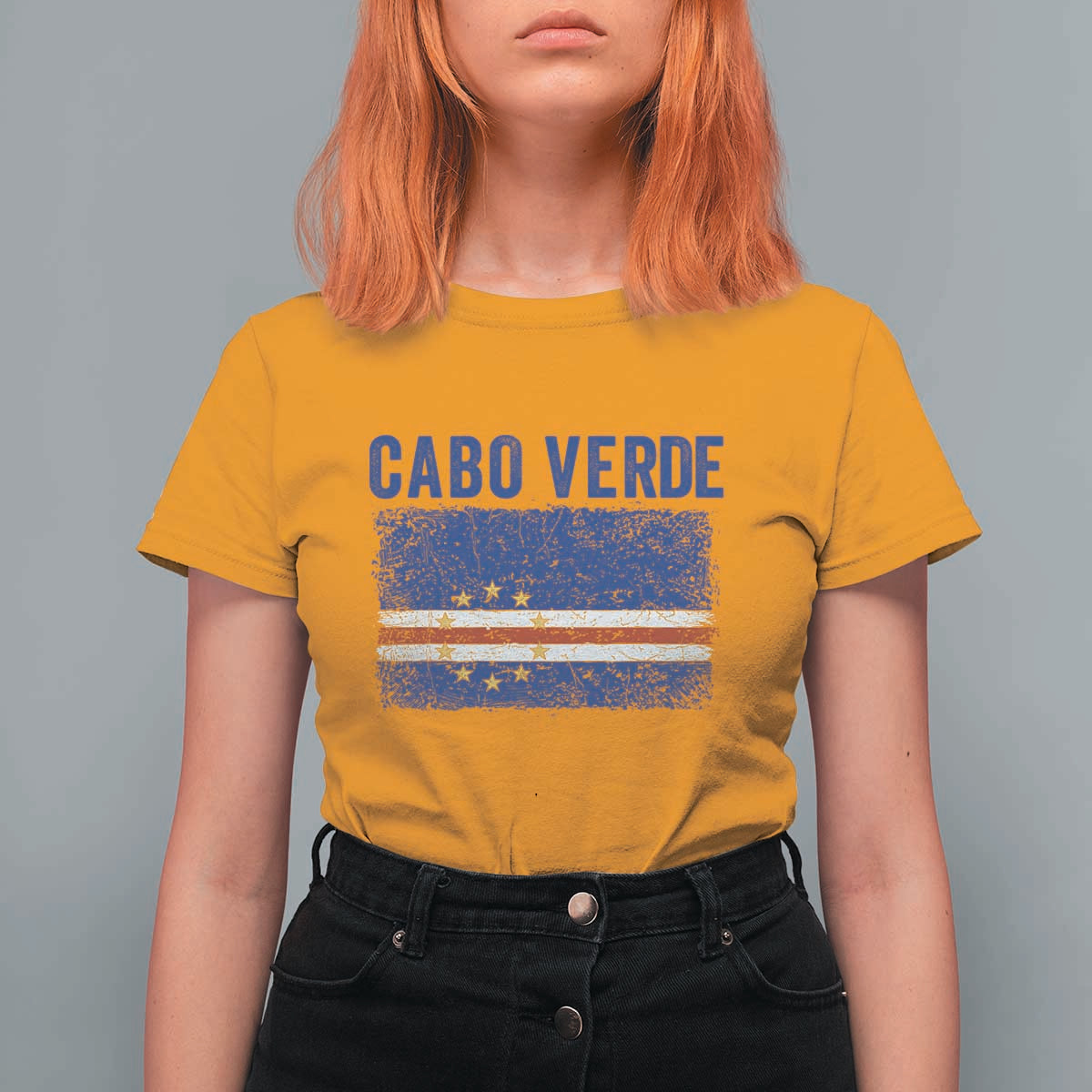 Cabo Verde Distressed Flag National Pride T Shirt For Women Cape Verde Heritage Pride Retro Grunge Graphic