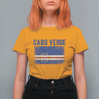 Cabo Verde Distressed Flag National Pride T Shirt For Women Cape Verde Heritage Pride Retro Grunge Graphic