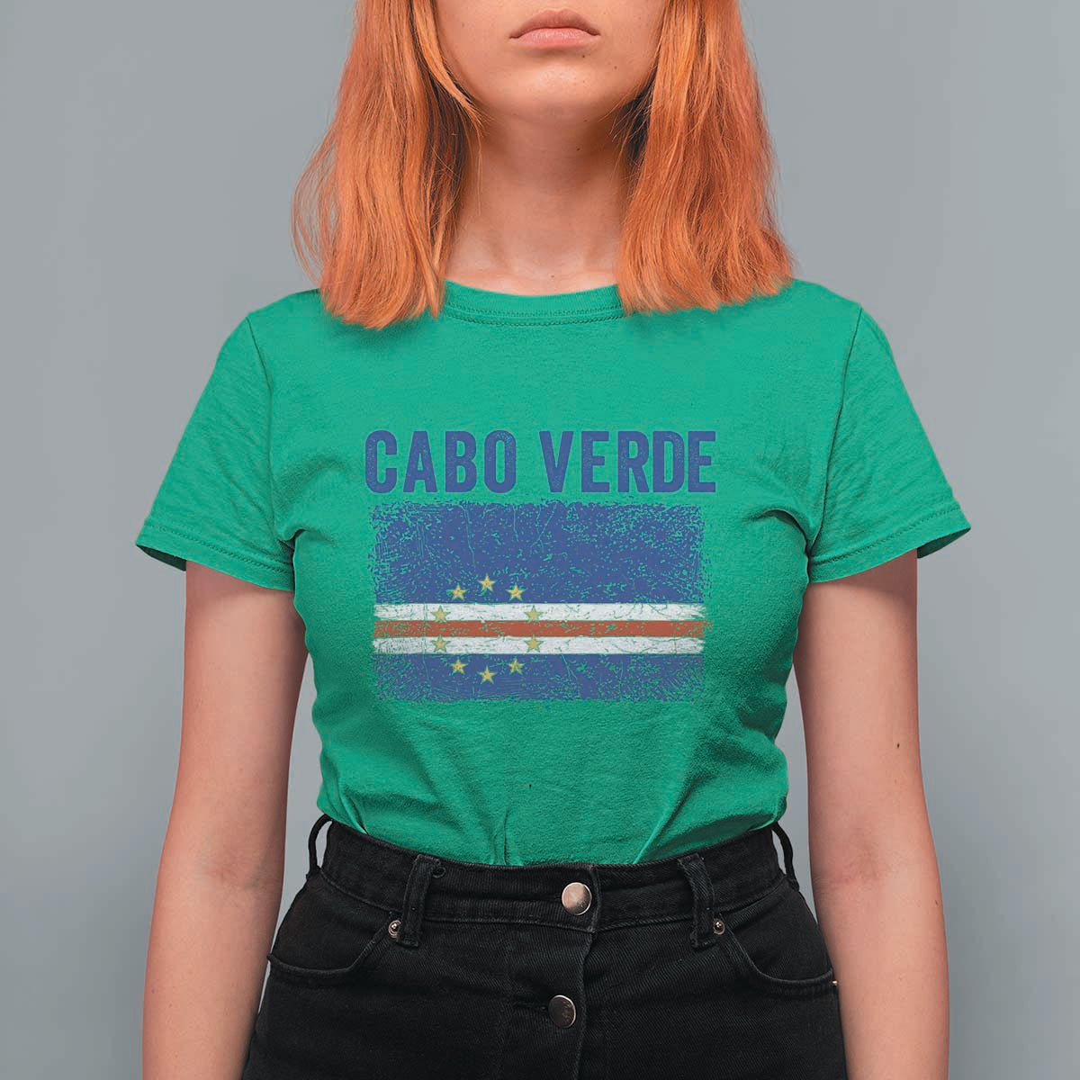 Cabo Verde Distressed Flag National Pride T Shirt For Women Cape Verde Heritage Pride Retro Grunge Graphic