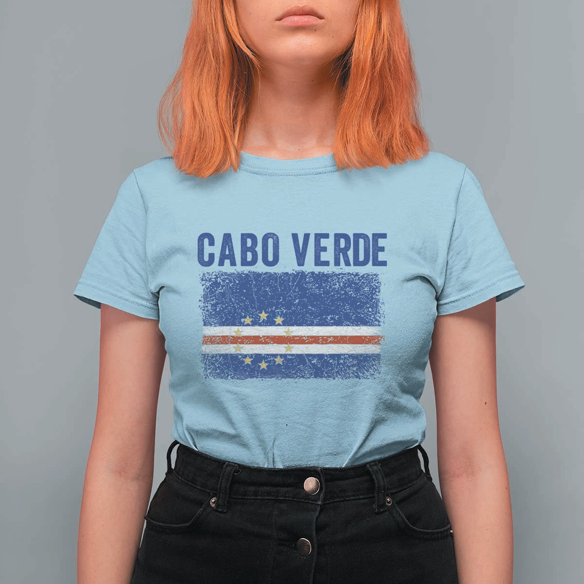 Cabo Verde Distressed Flag National Pride T Shirt For Women Cape Verde Heritage Pride Retro Grunge Graphic
