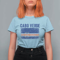 Cabo Verde Distressed Flag National Pride T Shirt For Women Cape Verde Heritage Pride Retro Grunge Graphic