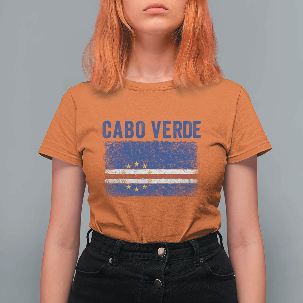 Cabo Verde Distressed Flag National Pride T Shirt For Women Cape Verde Heritage Pride Retro Grunge Graphic