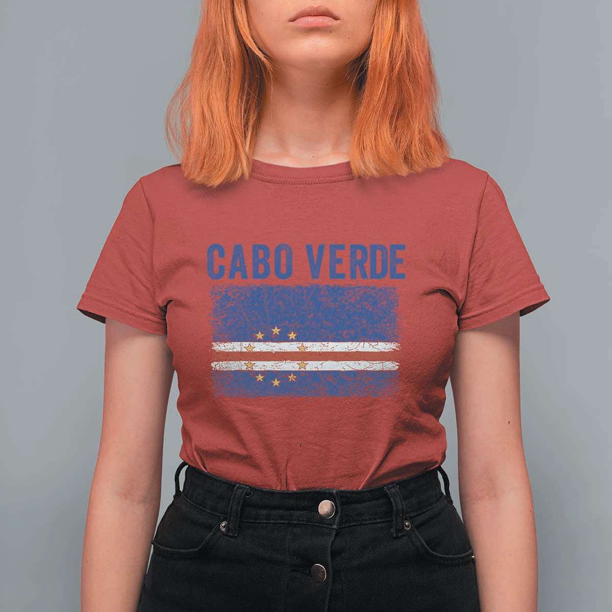 Cabo Verde Distressed Flag National Pride T Shirt For Women Cape Verde Heritage Pride Retro Grunge Graphic