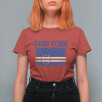 Cabo Verde Distressed Flag National Pride T Shirt For Women Cape Verde Heritage Pride Retro Grunge Graphic