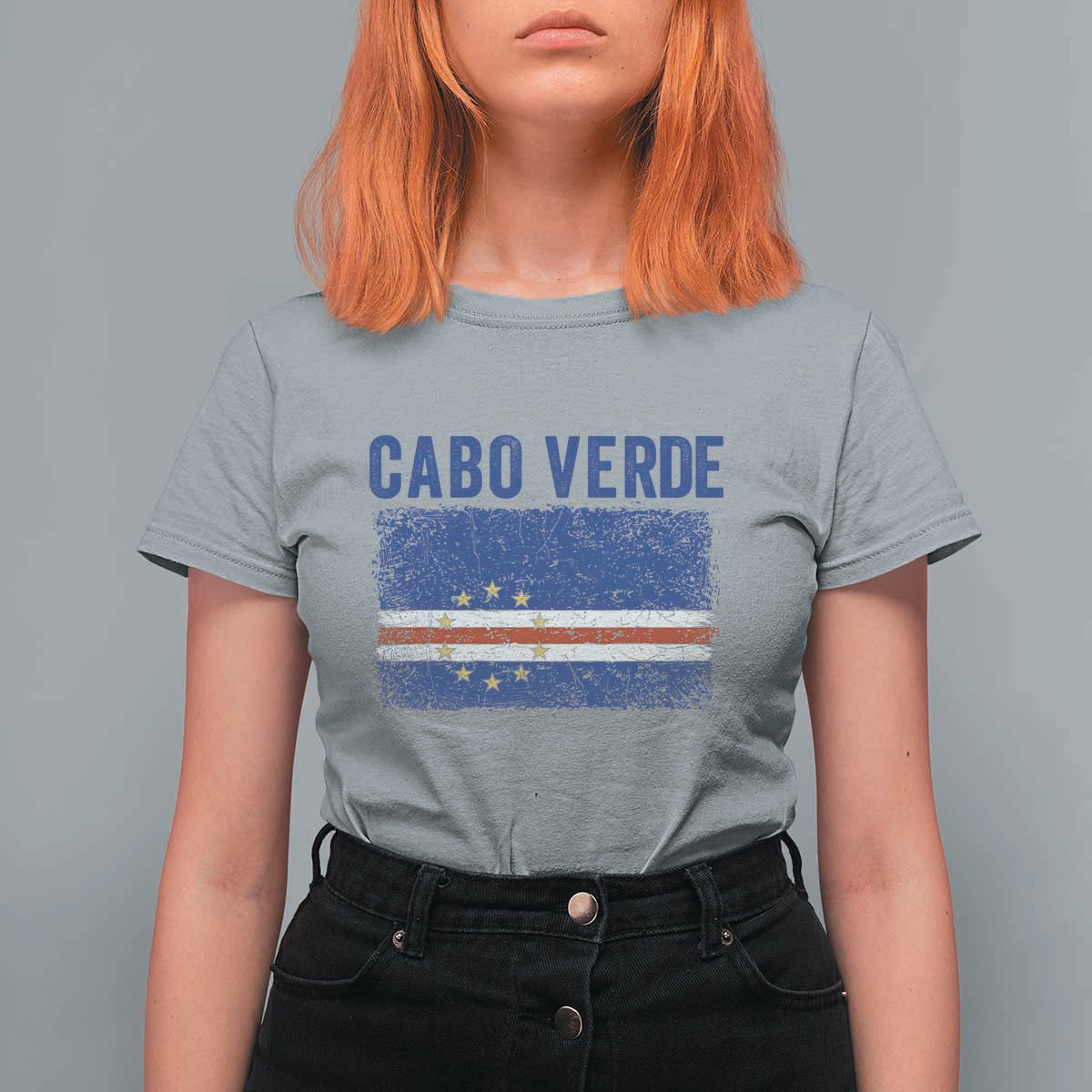 Cabo Verde Distressed Flag National Pride T Shirt For Women Cape Verde Heritage Pride Retro Grunge Graphic
