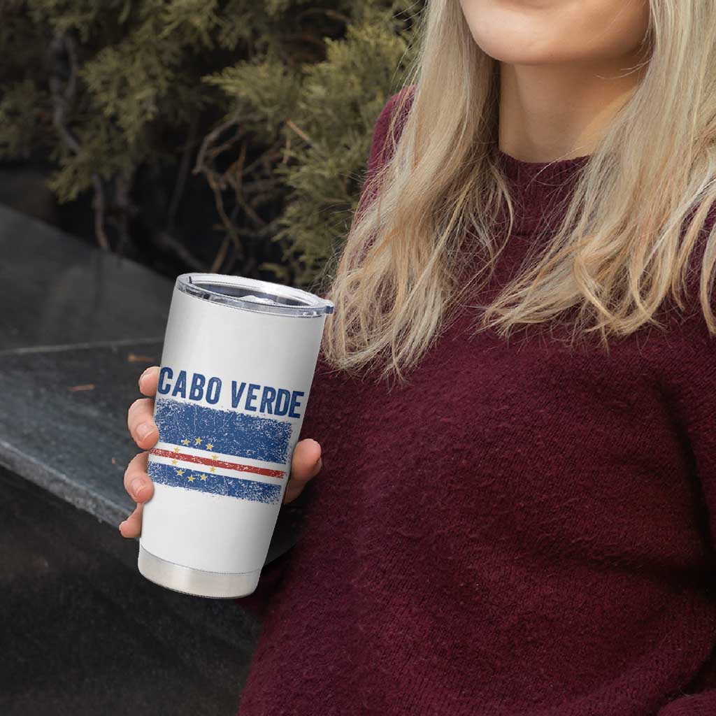 Cabo Verde Distressed Flag National Pride Tumbler Cup Cape Verde Heritage Pride Retro Grunge Graphic