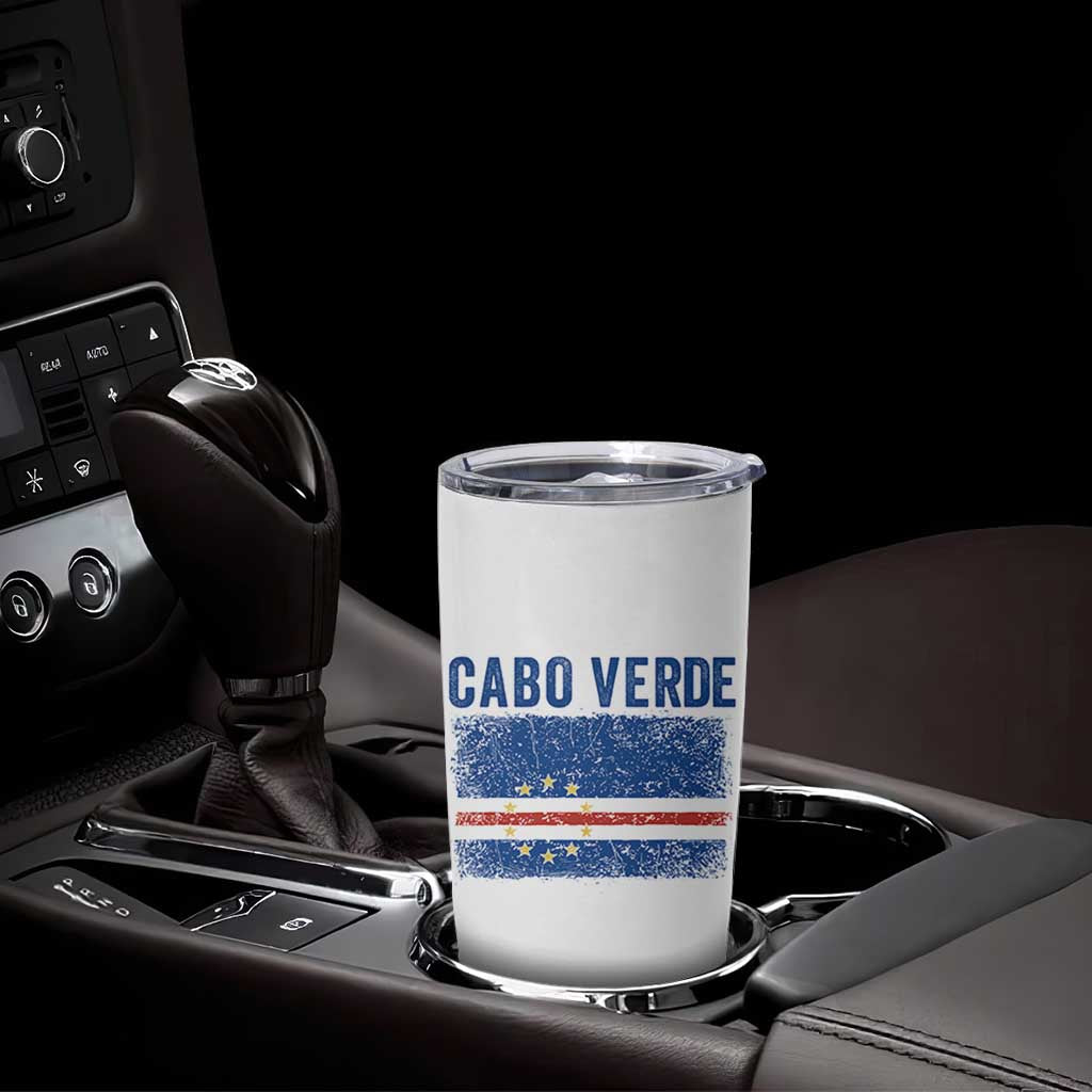 Cabo Verde Distressed Flag National Pride Tumbler Cup Cape Verde Heritage Pride Retro Grunge Graphic