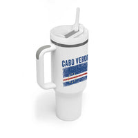 Cabo Verde Distressed Flag National Pride Tumbler With Handle Cape Verde Heritage Pride Retro Grunge Graphic