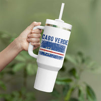 Cabo Verde Distressed Flag National Pride Tumbler With Handle Cape Verde Heritage Pride Retro Grunge Graphic