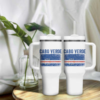 Cabo Verde Distressed Flag National Pride Tumbler With Handle Cape Verde Heritage Pride Retro Grunge Graphic