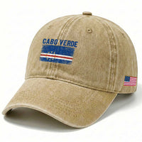 Cabo Verde Distressed Flag National Pride Washed Cotton Baseball Cap Cape Verde Heritage Pride Retro Grunge Graphic