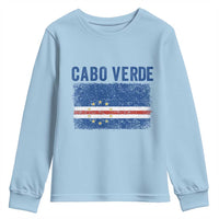 Cabo Verde Distressed Flag National Pride Youth Sweatshirt Cape Verde Heritage Pride Retro Grunge Graphic