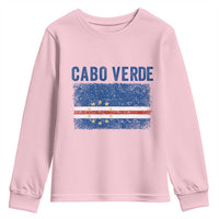 Cabo Verde Distressed Flag National Pride Youth Sweatshirt Cape Verde Heritage Pride Retro Grunge Graphic