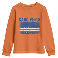 Cabo Verde Distressed Flag National Pride Youth Sweatshirt Cape Verde Heritage Pride Retro Grunge Graphic