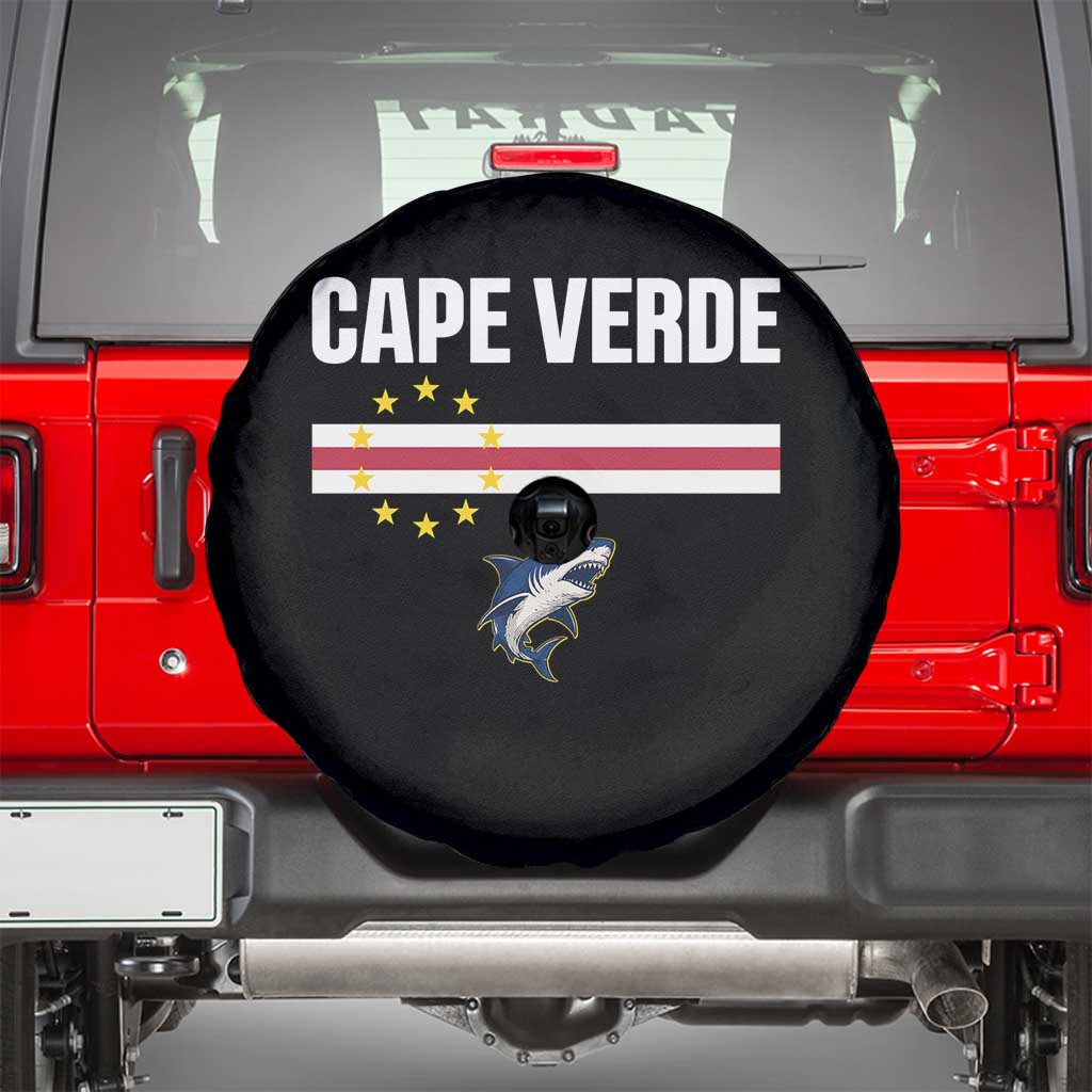 Cape Verde Flag Blue Shark Heritage Spare Tire Cover Cabo Verde Verdean Pride Soccer Football Fans