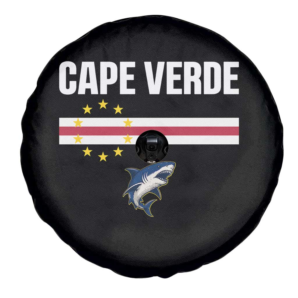 Cape Verde Flag Blue Shark Heritage Spare Tire Cover Cabo Verde Verdean Pride Soccer Football Fans