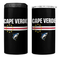 Cape Verde Flag Blue Shark Heritage 4 in 1 Can Cooler Tumbler Cabo Verde Verdean Pride Soccer Football Fans