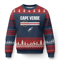 Cape Verde Flag Blue Shark Heritage Ugly Christmas Sweater Cabo Verde Verdean Pride Soccer Football Fans
