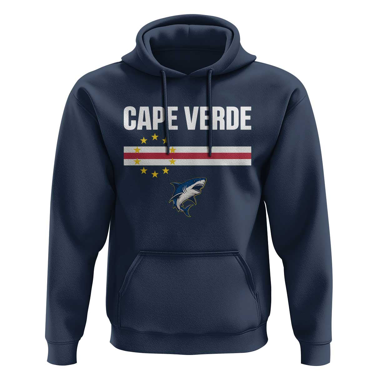 Cape Verde Flag Blue Shark Heritage Hoodie Cabo Verde Verdean Pride Soccer Football Fans