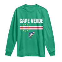 Cape Verde Flag Blue Shark Heritage Long Sleeve Shirt Cabo Verde Verdean Pride Soccer Football Fans