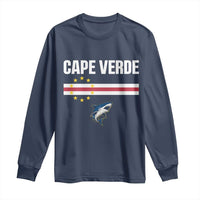 Cape Verde Flag Blue Shark Heritage Long Sleeve Shirt Cabo Verde Verdean Pride Soccer Football Fans