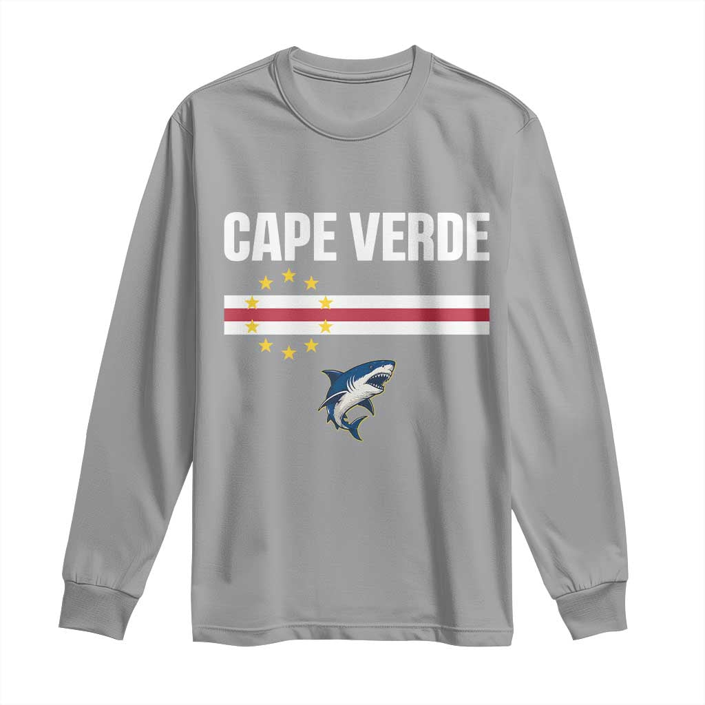 Cape Verde Flag Blue Shark Heritage Long Sleeve Shirt Cabo Verde Verdean Pride Soccer Football Fans