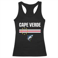 Cape Verde Flag Blue Shark Heritage Racerback Tank Top Cabo Verde Verdean Pride Soccer Football Fans