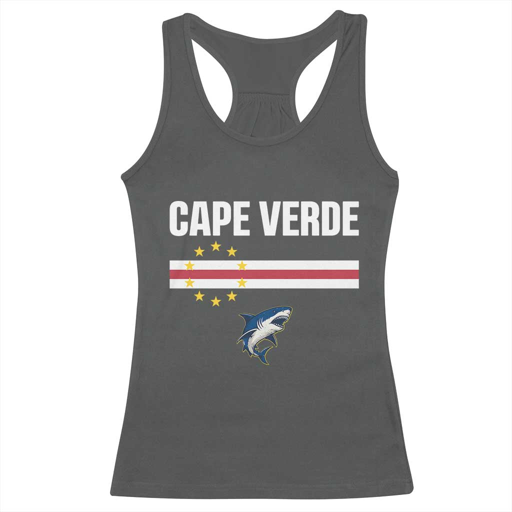 Cape Verde Flag Blue Shark Heritage Racerback Tank Top Cabo Verde Verdean Pride Soccer Football Fans