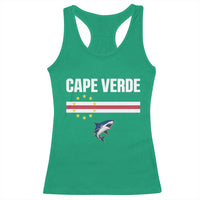 Cape Verde Flag Blue Shark Heritage Racerback Tank Top Cabo Verde Verdean Pride Soccer Football Fans